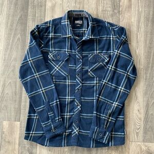 O’Neill Glacier Plaid Superfleece Flannel Shirt 
Men’s SMALL 
Blue White Gold